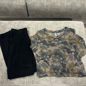Aereopostle cargo pants and long sleeve camo t-shirt